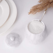 Load image into Gallery viewer, Marble Salt Cellar with Spoon - Handmade Salt Jar with Lid | Kitchen Storage Container
