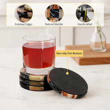 Load image into Gallery viewer, Marble Coasters Set of 4, Handmade 4 inch Round Stone Coaster, Drink Checkered Coaster Plates for Coffee Table, Stylish Bar Accessories &amp; Modern Home Décor
