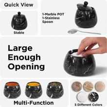 Load image into Gallery viewer, Marble Salt Cellar with Spoon - Handmade Salt Jar with Lid | Kitchen Storage Container
