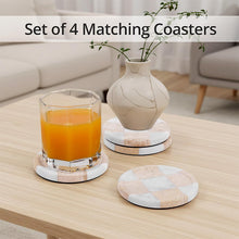Load image into Gallery viewer, Marble Coasters Set of 4, Handmade 4 inch Round Stone Coaster, Drink Checkered Coaster Plates for Coffee Table, Stylish Bar Accessories &amp; Modern Home Décor
