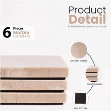 Load image into Gallery viewer, Marble Set of 6 Kitchen Square Coaster Plates
