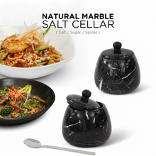Load image into Gallery viewer, Marble Salt Cellar with Spoon - Handmade Salt Jar with Lid | Kitchen Storage Container
