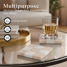 Load image into Gallery viewer, Luxury Checkered Coasters Plates Set of 4, Decorative Drink Coasters for Home &amp; Office
