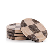 Load image into Gallery viewer, Marble Coasters Set of 4, Handmade 4 inch Round Stone Coaster, Drink Checkered Coaster Plates for Coffee Table, Stylish Bar Accessories &amp; Modern Home Décor
