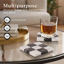 Load image into Gallery viewer, Luxury Checkered Coasters Plates Set of 4, Decorative Drink Coasters for Home &amp; Office
