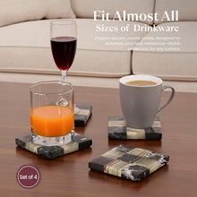 Load image into Gallery viewer, Luxury Checkered Coasters Plates Set of 4, Decorative Drink Coasters for Home &amp; Office
