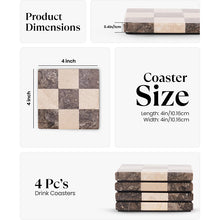 Load image into Gallery viewer, Luxury Checkered Coasters Plates Set of 4, Decorative Drink Coasters for Home &amp; Office
