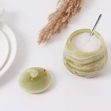 Load image into Gallery viewer, Marble Salt Cellar with Spoon - Handmade Salt Jar with Lid | Kitchen Storage Container
