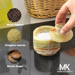 Stylish Marble Salt Cellar Trinket Box Kitchen Décor Salt Pepper Bowls