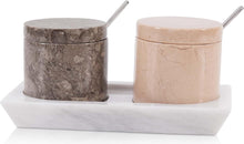 Load image into Gallery viewer, Stylish Marble Salt Cellar with Tray, Trinket Box Kitchen Décor Salt Pepper Bowls
