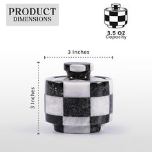 Load image into Gallery viewer, Marble Salt Cellar with Lid 3" Inch Checker Handmade Table Salt Container for Kitchen Countertop, Sugar Bowl Spice Storage, Ideal Salt Jar for Celtic Salts
