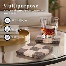 Load image into Gallery viewer, Luxury Checkered Coasters Plates Set of 4, Decorative Drink Coasters for Home &amp; Office
