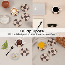 Load image into Gallery viewer, Marble Coasters Set of 4, Handmade 4 inch Round Stone Coaster, Drink Checkered Coaster Plates for Coffee Table, Stylish Bar Accessories &amp; Modern Home Décor

