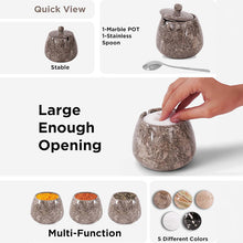 Load image into Gallery viewer, Marble Salt Cellar with Spoon - Handmade Salt Jar with Lid | Kitchen Storage Container
