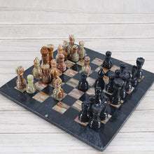Load image into Gallery viewer, Black And Multi Green Handmade 15 Inches Premium Quality Marble Chess Set
