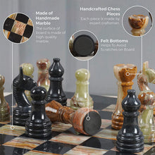 Load image into Gallery viewer, Black And Multi Green Handmade 15 Inches Premium Quality Marble Chess Set
