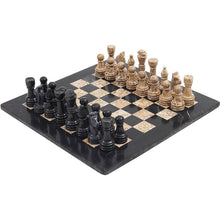 Load image into Gallery viewer, Black and Fossil Coral Handmade 15 Inches High Quality Marble Chess Set
