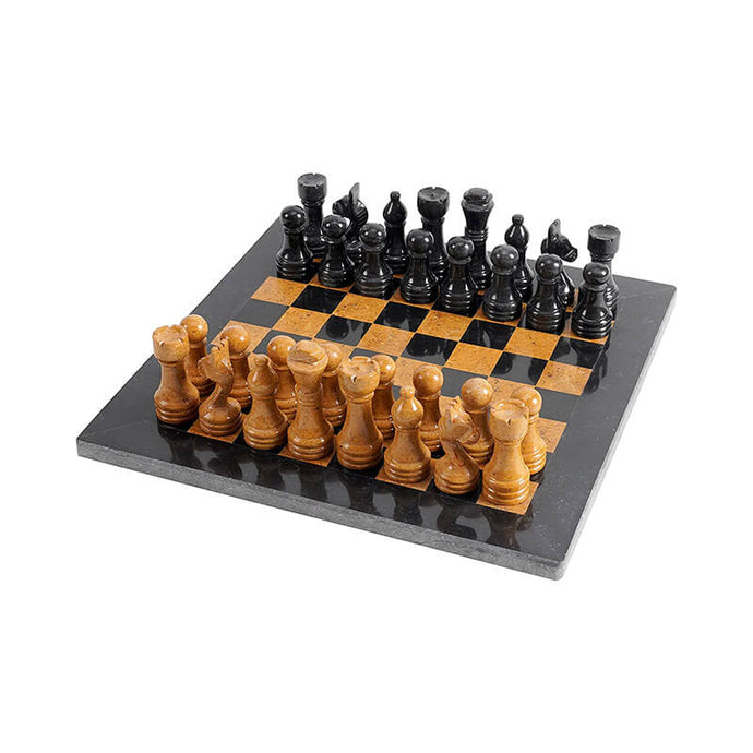 Black and Golden Handmade 12 Inches Premium Quality Marble Chess Set
