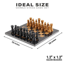 Load image into Gallery viewer, Black and Golden Handmade 12 Inches Premium Quality Marble Chess Set
