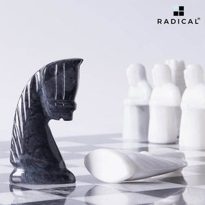 Black and White Antique 15 Inches Handmade Premium Quality Marble Chess Set