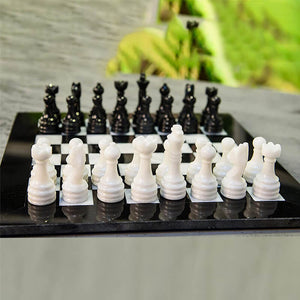 Black and White Handmade 12 Inches Premium Quality Marble Chess Set