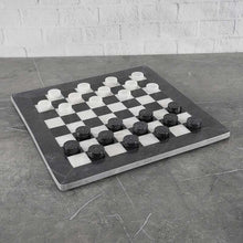 Load image into Gallery viewer, Black and White Handmade 15 Inches Marble Tournament Checkers Set
