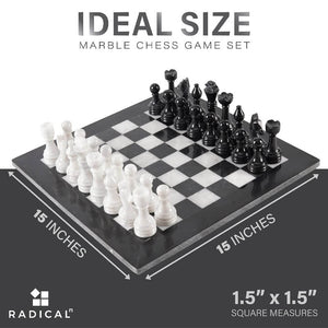 Black and White Handmade 15 Inches Premium Quality Marble Chess Set (With Storage Box)