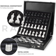 Load image into Gallery viewer, Black and White Handmade 15 Inches Premium Quality Marble Chess Set (With Storage Box)
