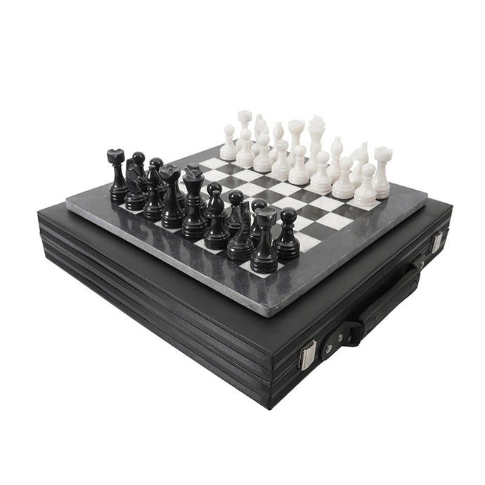 Black & White Premium Quality Marble Chess Set - 38cm