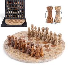 Load image into Gallery viewer, 30cm Round Marble Chess Set CORAL &amp; RED with Local Storage Box – Classic Strategy Board Game for Home &amp; Gift
