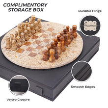 Load image into Gallery viewer, 30cm Round Marble Chess Set CORAL &amp; RED with Local Storage Box – Classic Strategy Board Game for Home &amp; Gift

