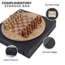 Load image into Gallery viewer, 38cm Round Marble Chess Set CORAL &amp; RED with Local Storage Box – Classic Strategy Board Game for Home &amp; Gift
