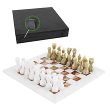 Load image into Gallery viewer, White And Green Antique Premium Quality Marble Chess Set - 38cm
