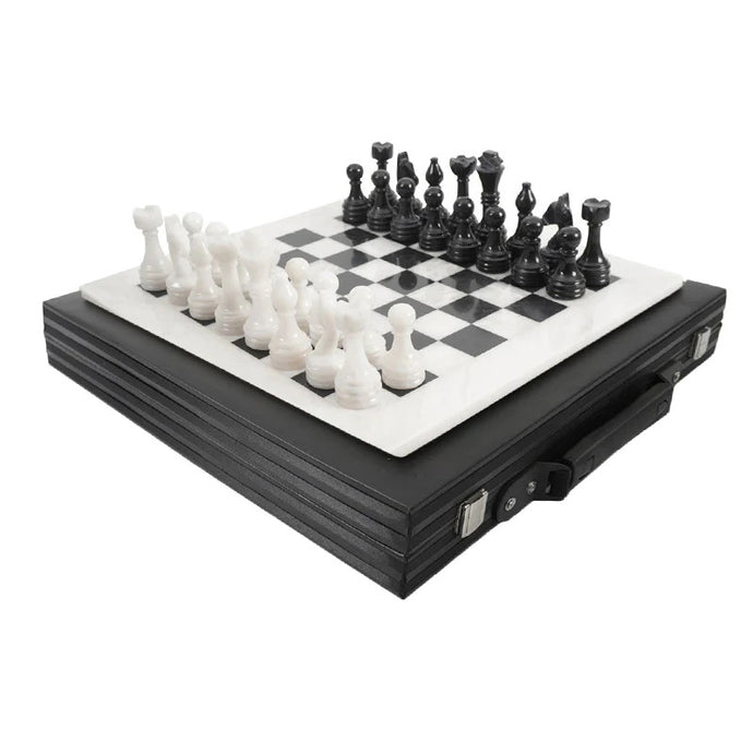 White & Black Premium Quality Marble Chess Set - 38cm