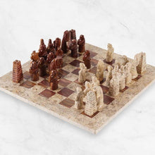 Load image into Gallery viewer, Coral and Red Antique Handmade 15 Inches Premium Quality Marble Chess Set

