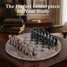 Load image into Gallery viewer, 30cm Round Marble Chess Set OCEANIC &amp; ZEBRA BLACK with Local Storage Box – Classic Strategy Board Game for Home &amp; Gift

