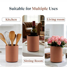 Load image into Gallery viewer, Terracotta Kitchen Utensil Holder 6.5" Inch Natural Clay Utensil Crock for Countertop, Spatula, Spoon &amp; Cutlery Organizer, Farmhouse Kitchen Cooking Decor &amp; Storage Container
