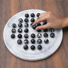 Load image into Gallery viewer, Peg Solitaire 10” Marble Puzzle Game, Marble Peg Solitaire Board Game, Marble Solitaire Puzzle
