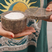 Load image into Gallery viewer, Marble Salt Cellar Big with Magnetic Lid Handmade Kitchen Salt &amp; Spice Container
