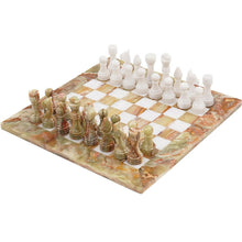 Load image into Gallery viewer, Green Onyx &amp; White 15 Inches Handmade Premium Quality Chess Set
