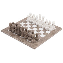 Load image into Gallery viewer, Grey Oceanic and White Handmade 15 Inches High Quality Marble Chess Set
