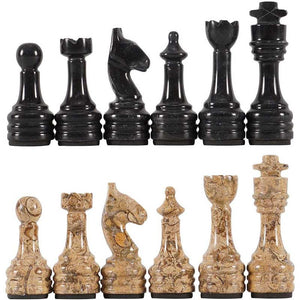 Handmade Black and Coral Premium Quality Chess Figures