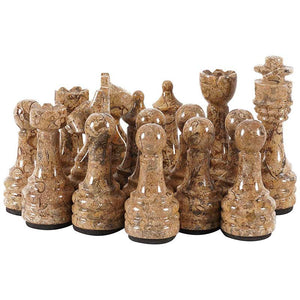 Handmade Black and Coral Premium Quality Chess Figures