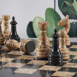 Handmade Black and Coral Premium Quality Chess Figures