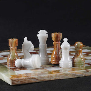 Radicaln Chess Set Handmade Green Onyx and White Full Marble Chess Board Game Set