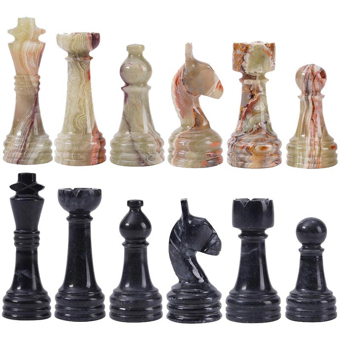 Marble Black & Multi Green Premium Quality Chess Game Figures