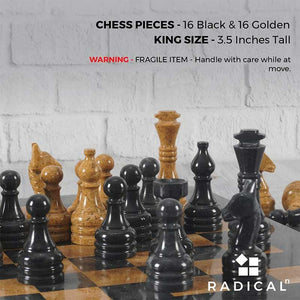 Marble Black and Golden Premium Quality Chess Figures.