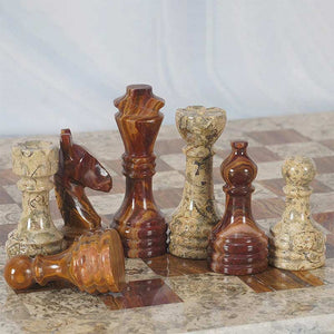 Marble Red & Coral Premium Quality Chess Game Figures