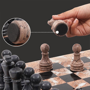 Marinara and black Handmade 15 Inches Premium Quality Marble Chess Set