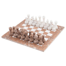 Load image into Gallery viewer, Marinara and white Handmade 15 Inches Premium Quality Marble Chess Set

